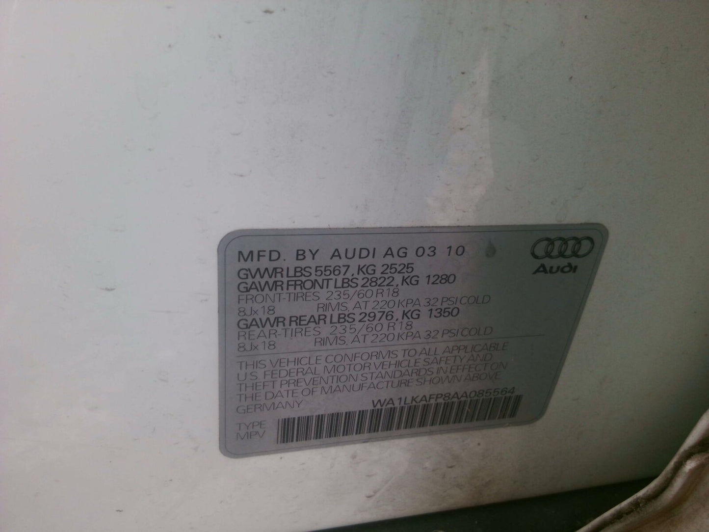 Front Door AUDI Q5 Right 09 10 11 12