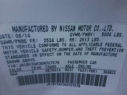 Rear Seat Belt INFINITI Q50 Left 14