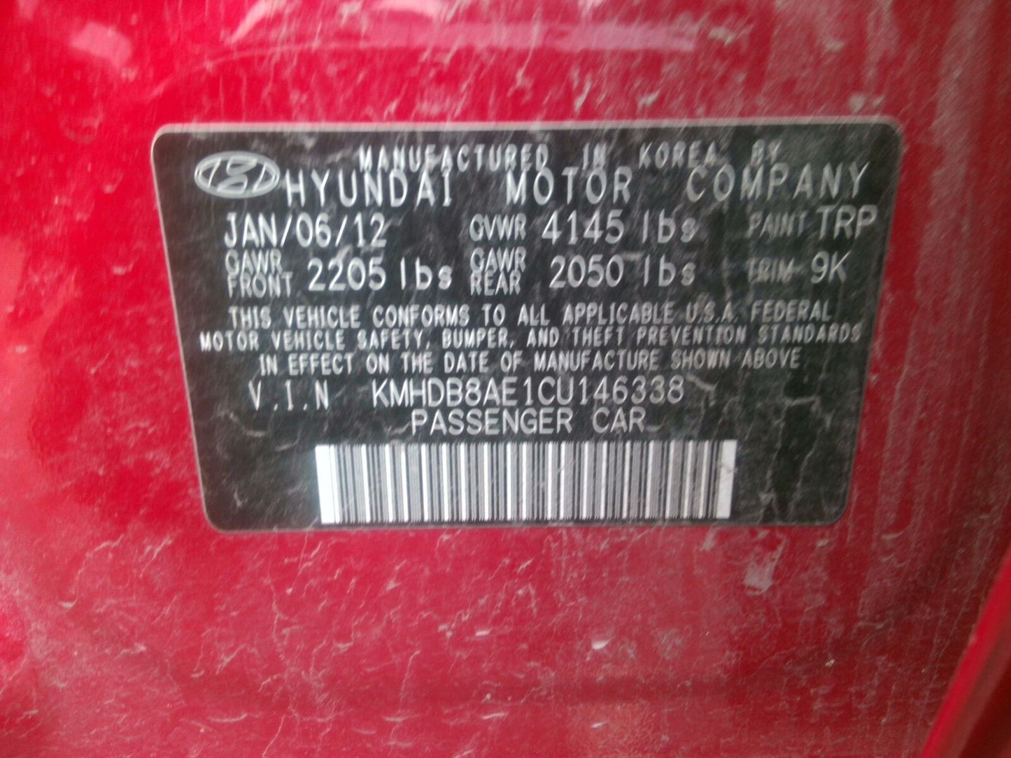 Transmission Assy. HYUNDAI ELANTRA 09 10 11 12